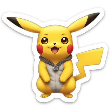 Pikachu faisant un câlin a Mew sticker