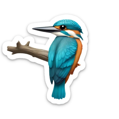 kingfisher sitting on a branch sticker