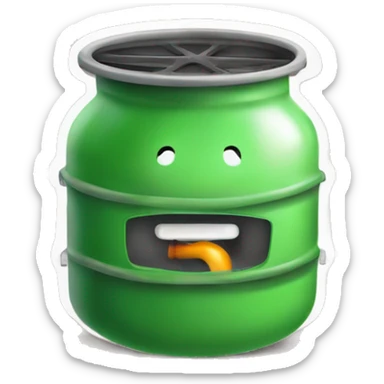 "Illustrate a small-scale biogas system that converts kitchen waste into clean sticker