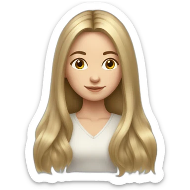 russian girl with long-shoulder hair sticker