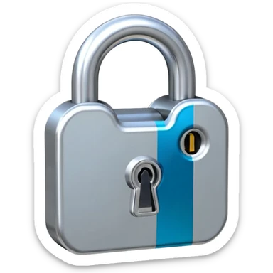 Digital glitch art style emoji, corrupted padlock sticker