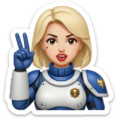 woman space marine crossed out middle finger and face with tongue out wink eye sticker