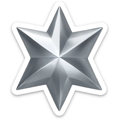 Silver chrome four-point star diamond sticker
