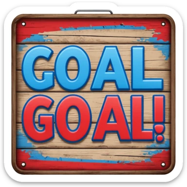Word “Goal” sign comic style blue (#00A3E0) and red (#F9423A)  sticker