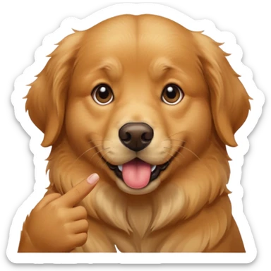 Dog that has a finger on mouth like a hand that indicates to shut up sticker