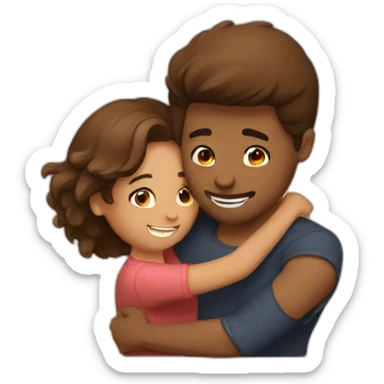 hug brown couple sticker