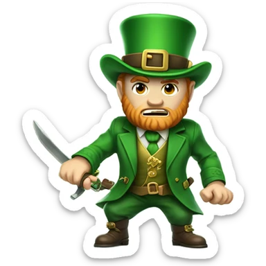 Leprechaun fighting sticker