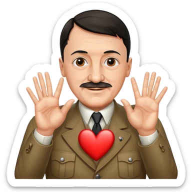 Adolf hitler making heart with fingers sticker