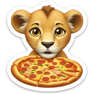 lioness eating pizza sticker