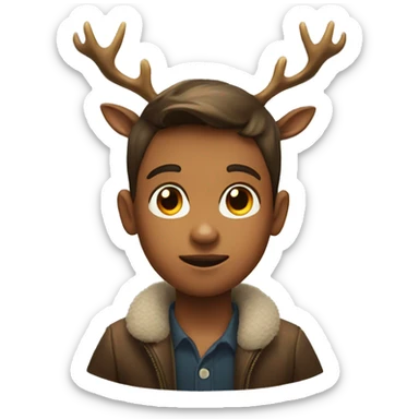 The head of a boy with antlers of a deer sticker