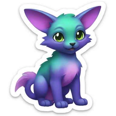 Cute cool black green blue purple pink animal hybrid Fakemon full body sticker