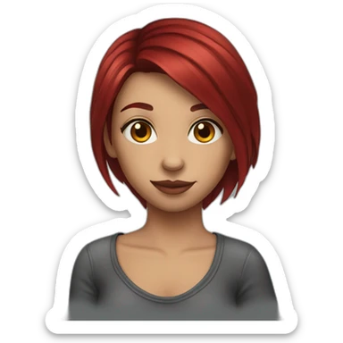 girl with dark red hair and shoulder tattoo sticker