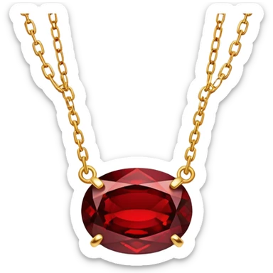 glowing wine-red garnet cradled by a delicate golden chain sticker