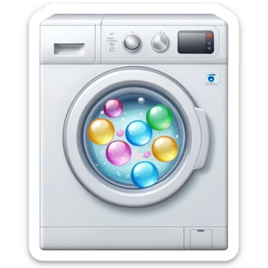 washing machine with soap bubbles inside sticker