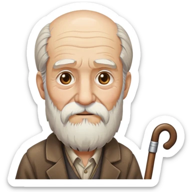 very old man with long beard and cane sticker