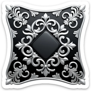 Black and silver filigree corner tab, 3D, extremely detailed design sticker