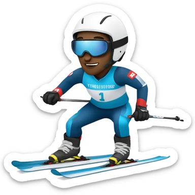 White skin Skier skiing wearing a football Jersey sticker