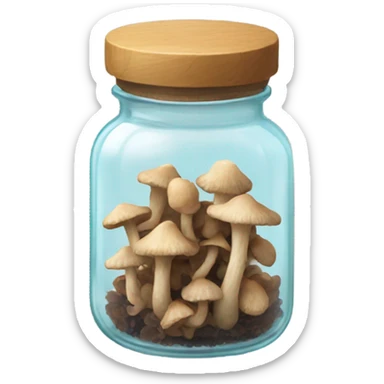 Tiny dried mushrooms in a jar sticker