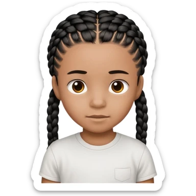 african american kid with a white tee and black braids sticker