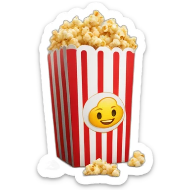 movie theater popcorn and drink in cardboard container sticker