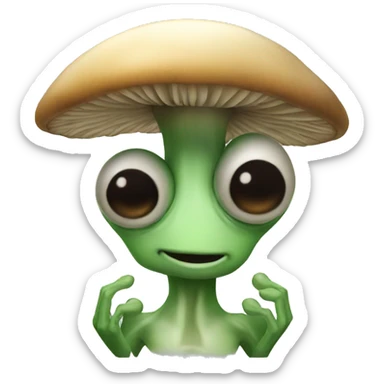 Alien with mushrooms sticker