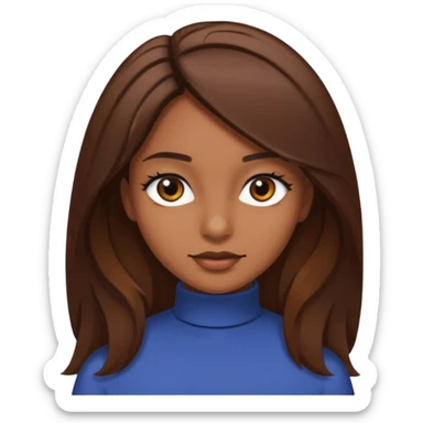 Chica morena con el pelo café medio largo en capas bonita con ojos negros  sticker