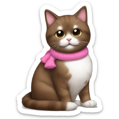 a brown snowshoe cat with little pink Christmas tree sticker