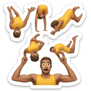 worried man doing backflip sticker