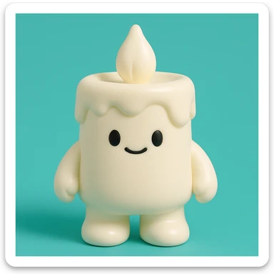 white candle, vinyl figure style sticker