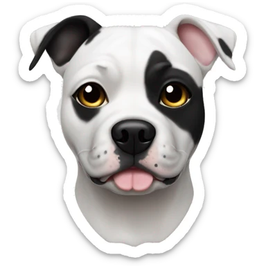 White Staffordshire Bull Terrier with a black patch of fur on one eye  sticker