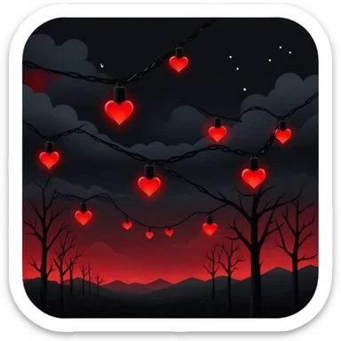 Edgy Black gloomy night sky crimson-blood-red glowing lights  Aesthetic scene scenery full picture decorations sticker