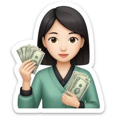 Hot Asian girl with money  sticker