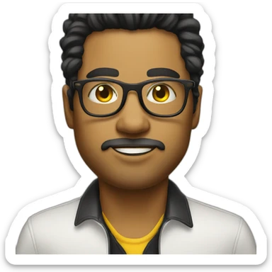 white entreprenuer with yellow tinted glasses and combed black hair sticker