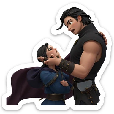 girl and boy with sword sticker