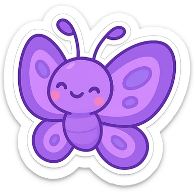 purple butterfly, vibrant and cartoonish, playful style sticker