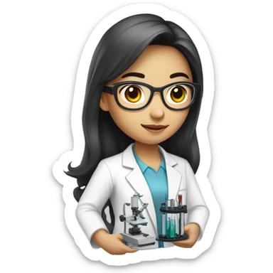 beautiful Asian girl brunette scientist sticker