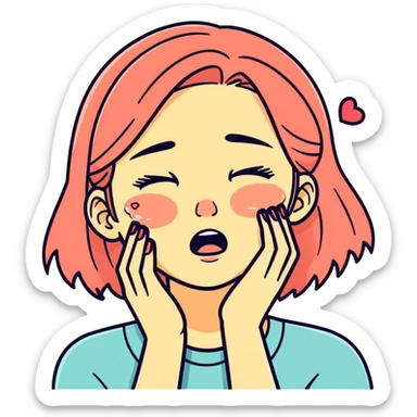 A girl sad crying with makeup on sticker