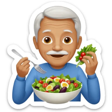 I want to create an emoji of a old  guy eating healthy food sticker