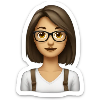 Femme brune coupe au carré, avec lunettes carré sticker