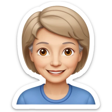 ahora hazme una mujer blanca viejita blanca con el pelo corto y cafe claro sticker