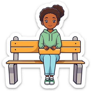 brown girl sitting the bench in a basketball game sticker