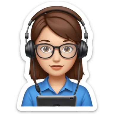 gamer girl with glasses, brown hair sticker