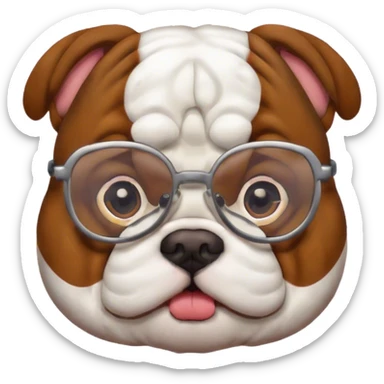 Bulldog with glasses  sticker