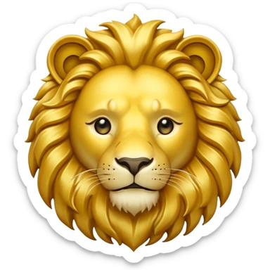 Fais un emoji de pièce d'or avec l'inscription F dessus et un lion très détaillé sticker