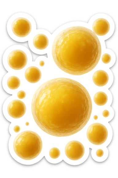 cellule di grasso gialle (adipociti) fluttuano in aria, iperrealistico 4k sticker