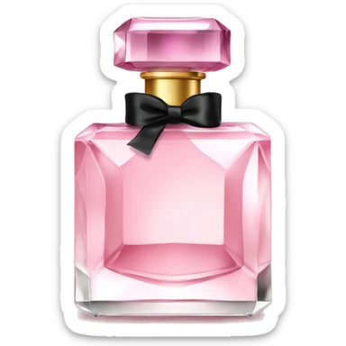 light pink crystal perfume bottle with black ribbon display sticker