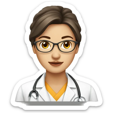 Médecin, jolie femme, cheveux bruns longs et raides, endocrinologue, Diabétologue  sticker