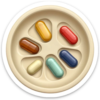 5 Different Supplements in a little dish natural colors sticker