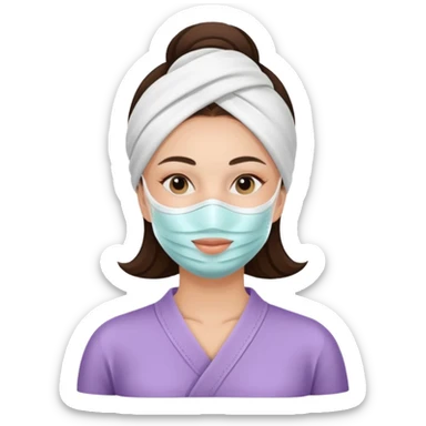 Lady with face mask spa beauty full face relaxing sticker