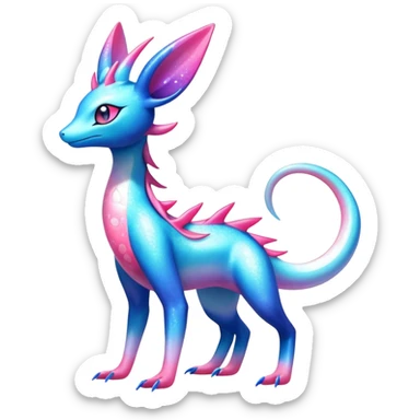 Colorful Shiny Exotic Amaura-Salandit-Aurorus-Sylveon-Fakémon-hybrid-creature (full body)  sticker
